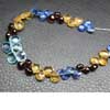 Natural Blue Topaz, Garnet, Citrine, Kyanite Multi Gems Faceted Drops Briolette 8 Inches and sizes 4mm to 6mm approx. More Quantity Available. Please leave us a message and we will create a special listing for you.
